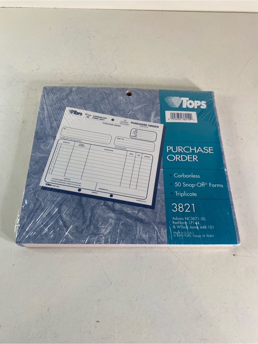 Set Of 2 2003 TOPS Purchase Order Book, Carbonless Triplicate 7.5”X8.5”